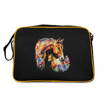 Cheval avec son poulain - Sac Retro - noir/or - Dos