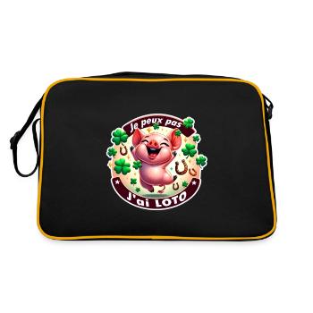 I can't I have bingo, pig - Retro Bag - black/gold - Back