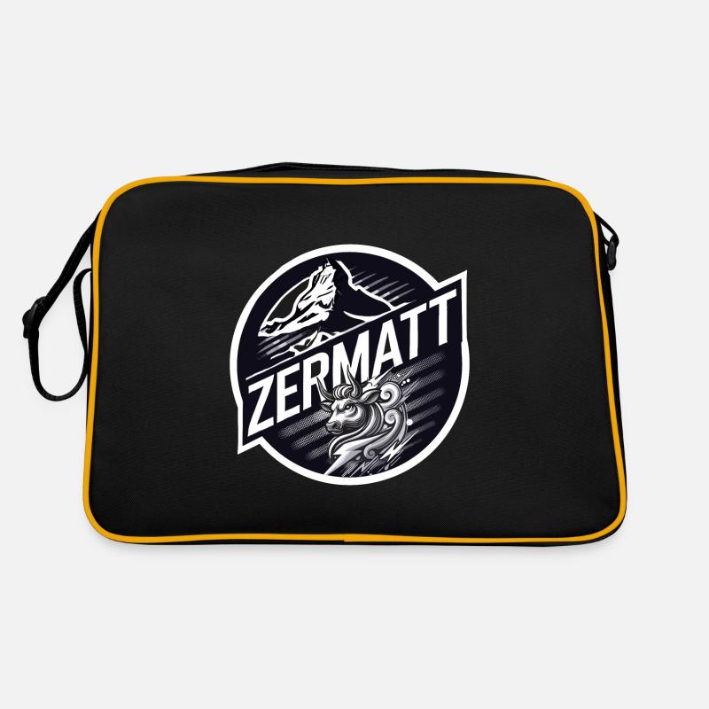 Zermatt, vache d'hérens,eringer - Sac Retro - noir/or