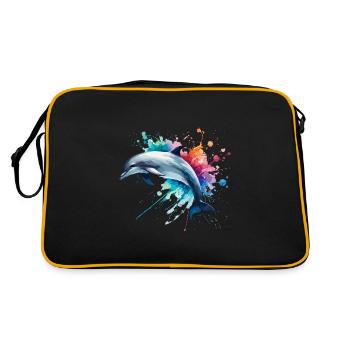 Dauphin vibrant en aquarelle ,océan - Sac Retro - noir/or - Dos