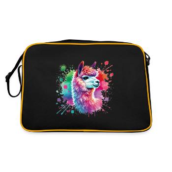 lama, alpaga aquarelle - Sac Retro - noir/or - Dos