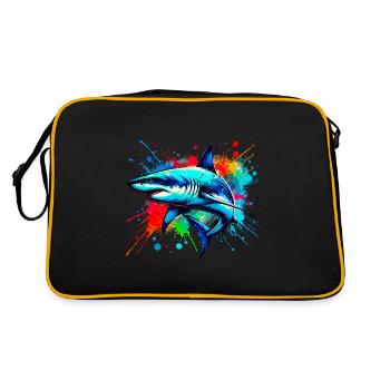 Shark in colorful watercolor - Retro Bag - black/gold - Back