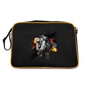 Lion in watercolor, colorful - Retro Bag - black/gold - Back