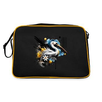 Colorful Watercolor Pelican - Retro Bag - black/gold - Back