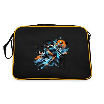 Martin pécheur, aquarelle coloré,oiseau - Sac Retro - noir/or - Dos
