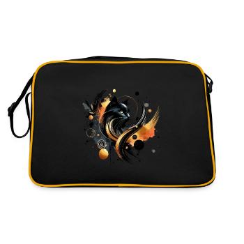 chat noir, black cat aquarelle - Sac Retro - noir/or - Dos