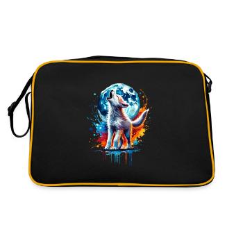 Little Colorful Watercolor Wolf - Retro Bag - black/gold - Back