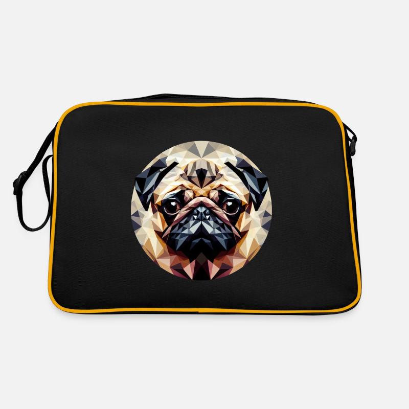 Polygoner Mops Hund Rund Retro Tasche
