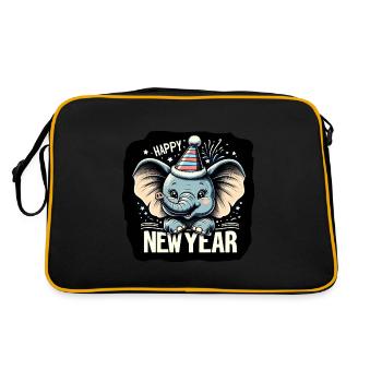 Neujahr Sylvester Elefant Grunge-Feier - Retro Tasche - Schwarz/Gold - Hinten