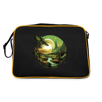 Von der Natur inspirierte landschaftliche Kunst - Retro Tasche - Schwarz/Gold - Hinten
