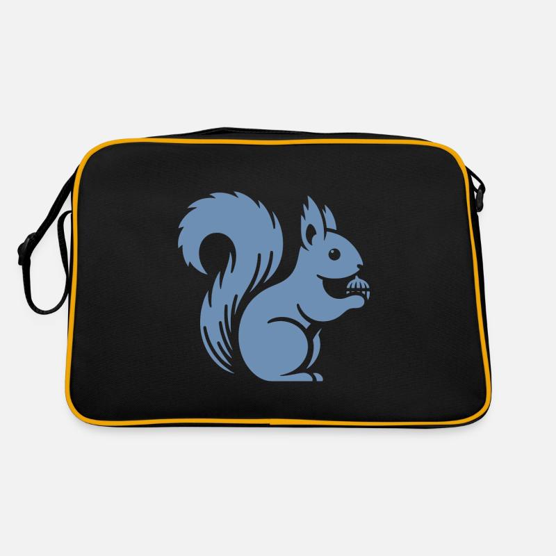Minimalist Squirrel Silhouette with Nut Retro Bag