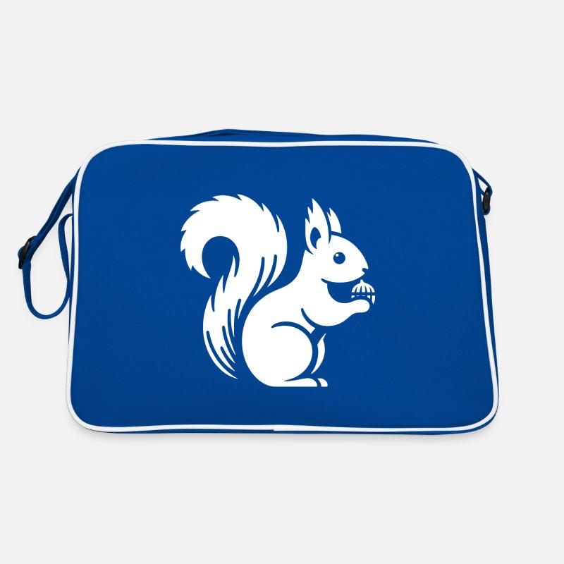 Minimalistische Eichhörnchen Silhouette mit Nuss Retro Tasche