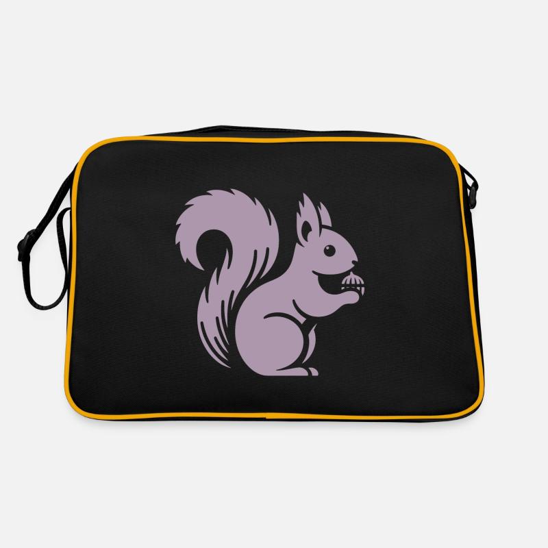 Minimalistische Eichhörnchen Silhouette mit Nuss Retro Tasche