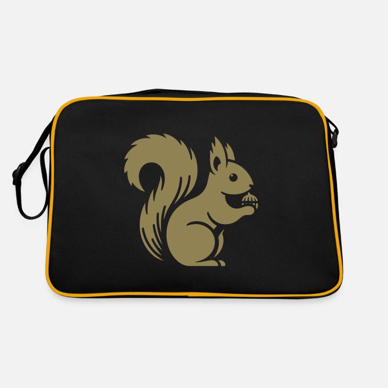 Minimalist Squirrel Silhouette with Nut Retro Bag
