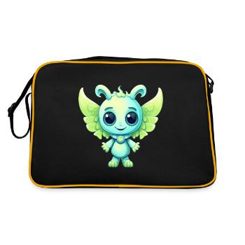 Alien in comic book style as angel with wings - Retro Bag - black/gold - Back