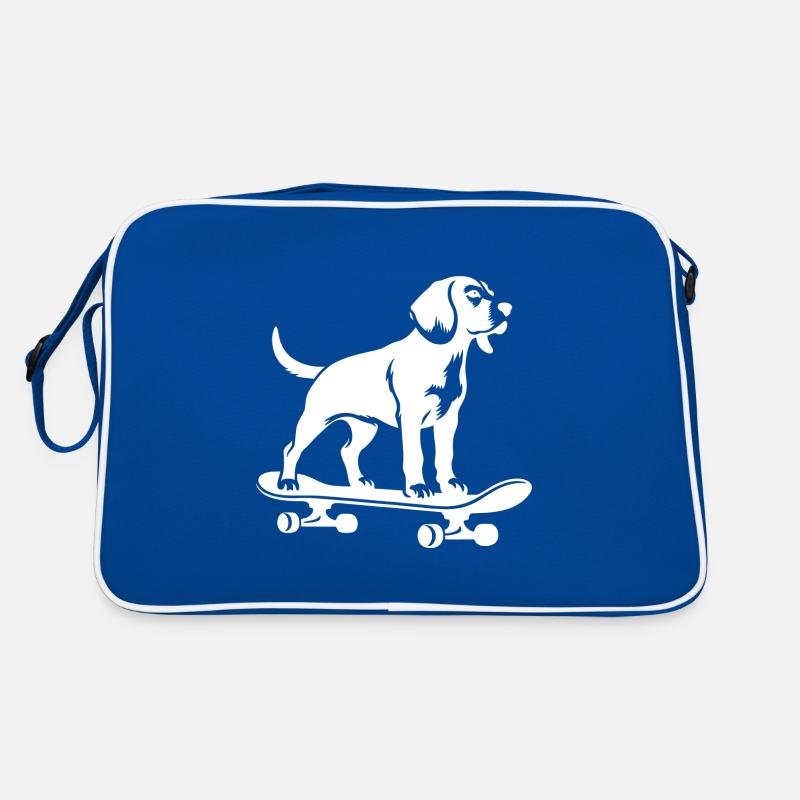 Chien Beagle Skateboard Skateboarder Silhouette Sac Retro