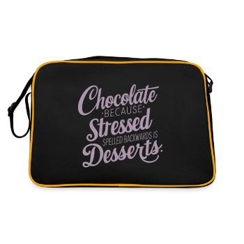 Chocolate Dessert Stress Saying Funny Dessert - Retro Bag - black/gold - Back