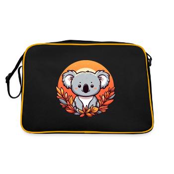 Koala im Herbst Bunte Blätter Laub - Retro Tasche - Schwarz/Gold - Hinten