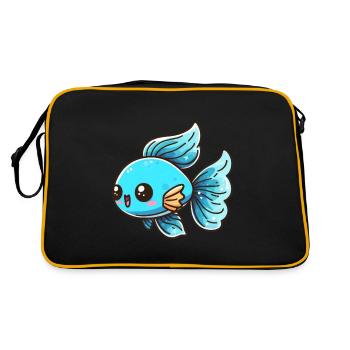 Poisson, Bleu, Aquarium, Poissons d’ornement, Eau douce et eau salée - Sac Retro - noir/or - Dos