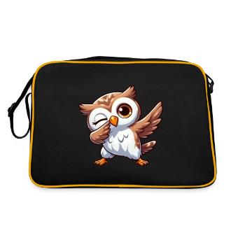 Cooler Eule Dab Dabbing Lustig Design - Retro Tasche - Schwarz/Gold - Hinten