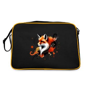 Renard aquarelle, Fox - Sac Retro - noir/or - Dos
