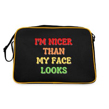 Ich bin schöner als mein Gesicht aussieht - Retro Tasche - Schwarz/Gold - Hinten