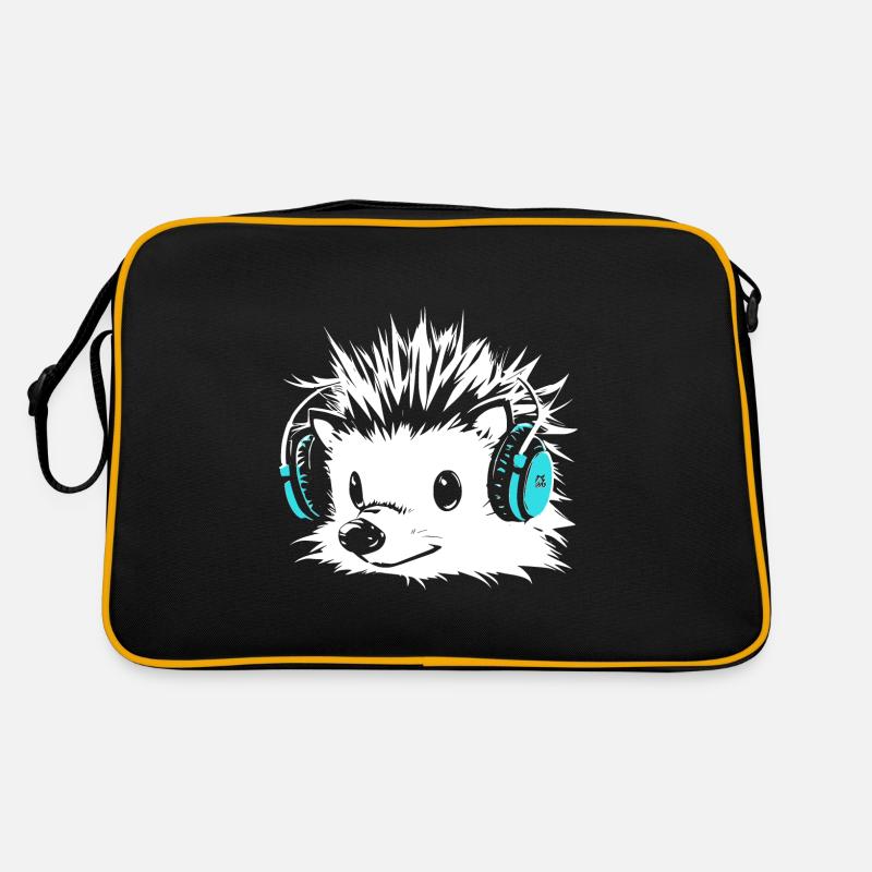 Igel mit Kopfhörer Retro Tasche