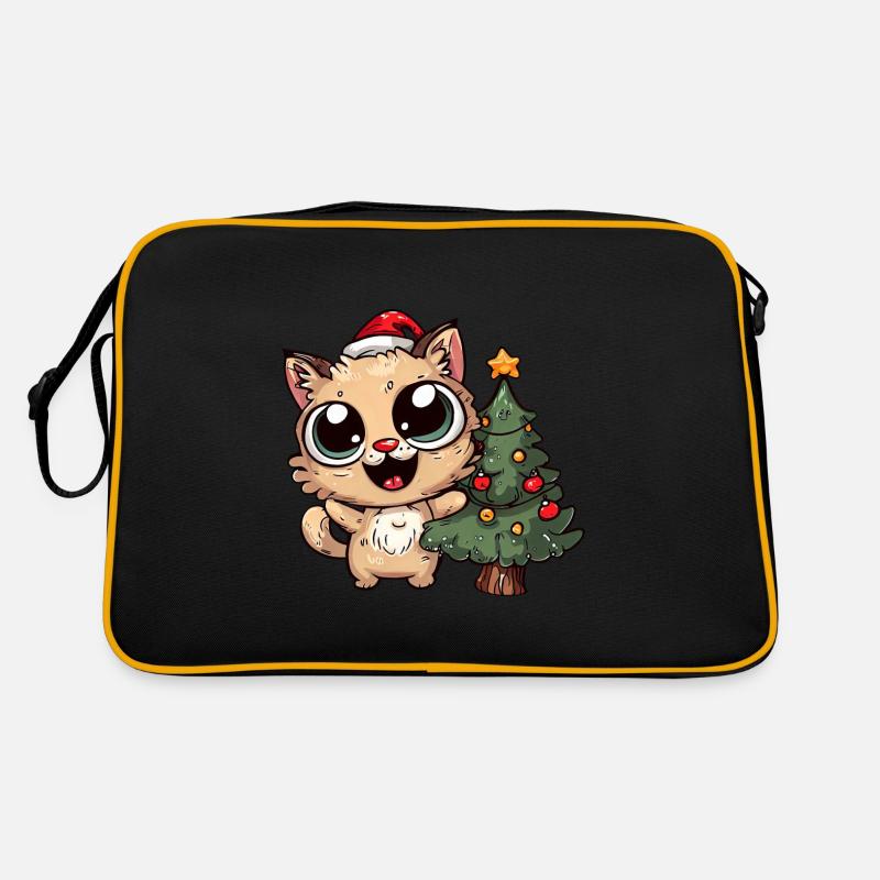 Chat fou et drôle avec un ba de Noël Sac Retro