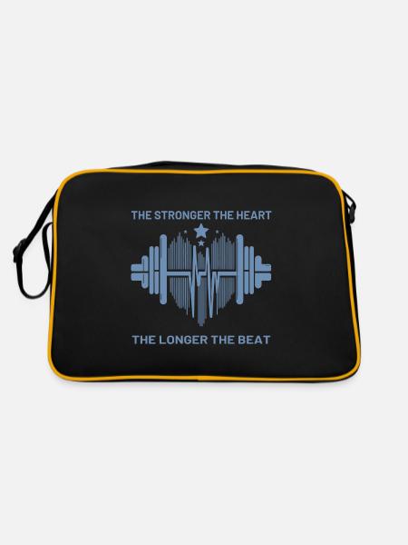 Fitness Skyline Hanteln und Sterne - Retro Tasche - Schwarz/Gold - Hinten