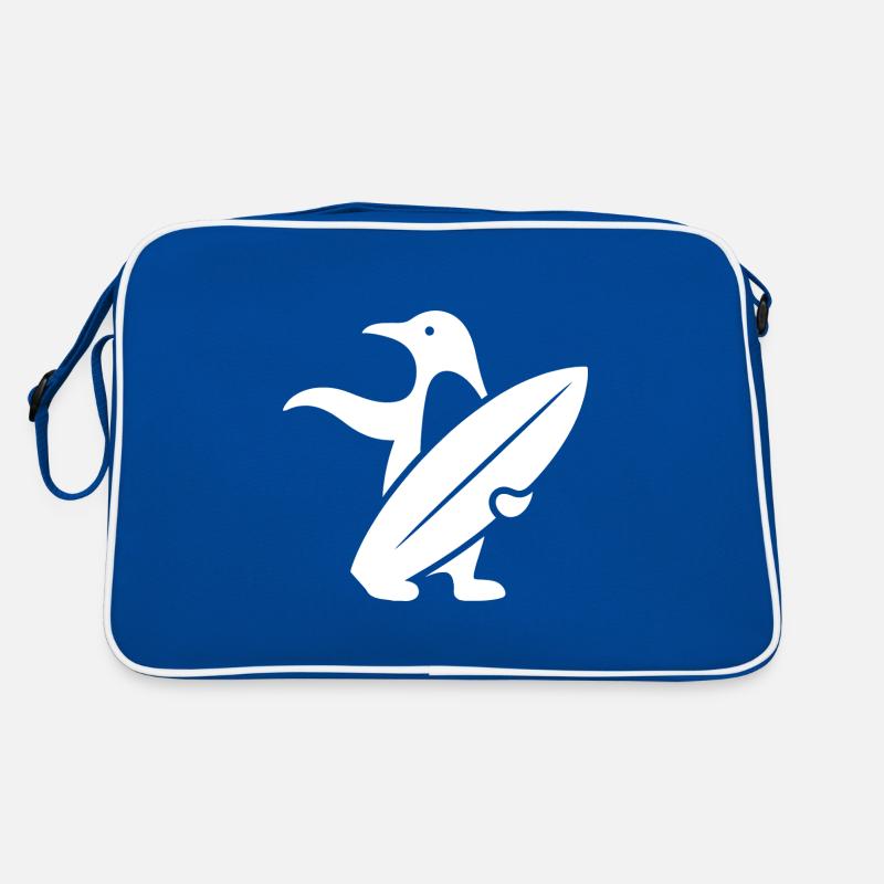 Pingouin, Surfeur, Silhouette, Surf, Minimaliste Sac Retro