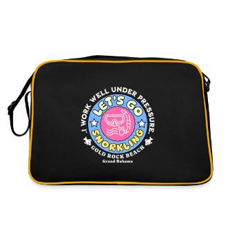 Auf geht's zum Schnorcheln am Gold Rock Beach Grand Bahama - Retro Tasche - Schwarz/Gold - Hinten
