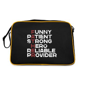 Père - Drôle, patient, fort, héros, fiable - Sac Retro - noir/or - Dos