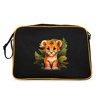 Jeune lion dans la jungle - Mignon lionceau - Sac Retro - noir/or - Dos