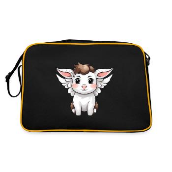 Heavenly Bond: Cow & Calf with Angel Wings - Sac Retro - noir/or - Dos