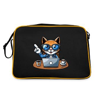 Chat et matou au bureau - patron avec café PDG - Sac Retro - noir/or - Dos