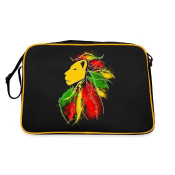 lion_rasta_dread - Retro Bag - black/gold - Back