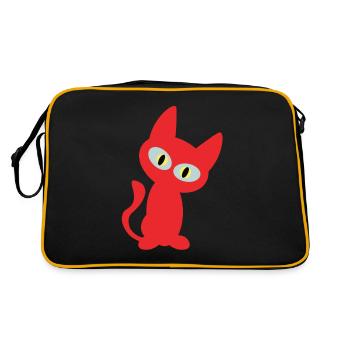 Coole rote Katze - Katzen Design - Retro Tasche - Schwarz/Gold - Hinten