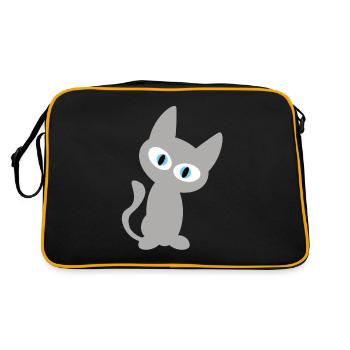 Grey cat or hangover as a cool cat design - Retro Bag - black/gold - Back