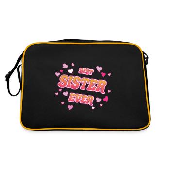 Best Sister Ever - beste Schwester der Welt Design - Retro Tasche - Schwarz/Gold - Hinten