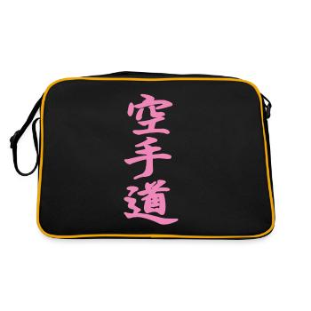 Karate-do Kanji Design in rosa - Retro Tasche - Schwarz/Gold - Hinten