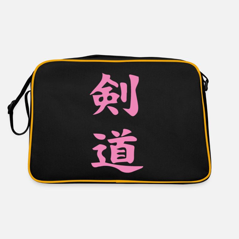 Kendo Kanji Design in rosa - Retro Tasche - Schwarz/Gold