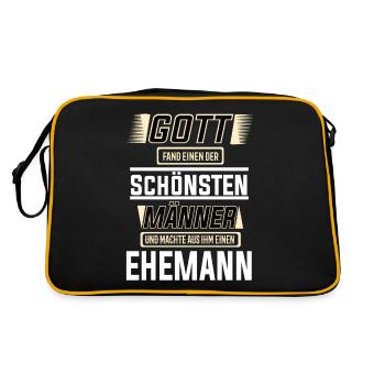 Ehemann einer der schönsten Männer der Welt - Retro Tasche - Schwarz/Gold - Hinten