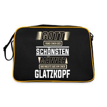 Glatzkopf, einer der schönsten Männer der Welt - Retro Tasche - Schwarz/Gold - Hinten