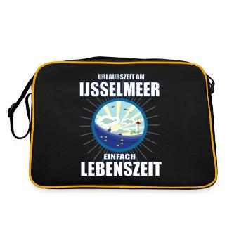 Urlaubszeit am Ijsselmeer - einfach Lebenszeit - Retro Tasche - Schwarz/Gold - Hinten