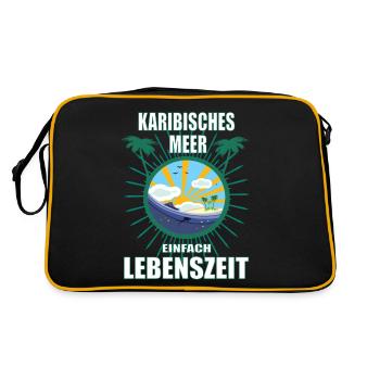 Karibisches Meer - einfach Lebenszeit - Retro Tasche - Schwarz/Gold - Hinten
