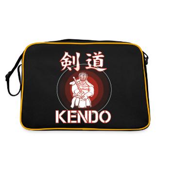 Kendo Design with Kanji and Kendoka - Retro Bag - black/gold - Back