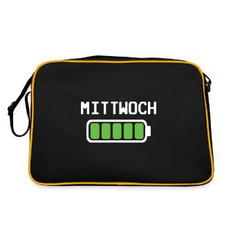 Mittwoch Akku voll geladen - Akkustand - Retro Tasche - Schwarz/Gold - Hinten