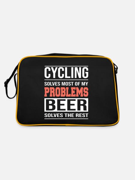 Cycling solves Most of my Problems, Fahrrad Design - Retro Tasche - Schwarz/Gold - Hinten