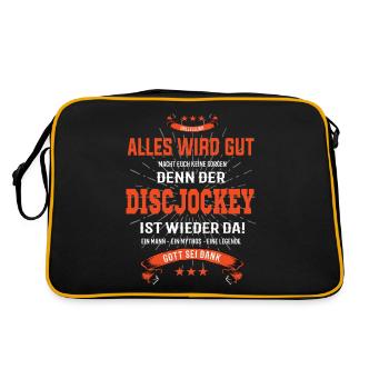 Alles wird gut, denn der Discjockey ist wieder da - Retro Tasche - Schwarz/Gold - Hinten