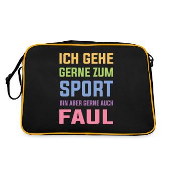 ich gehe gerne zum Sport bin aber auch gerne Faul - Retro Tasche - Schwarz/Gold - Hinten